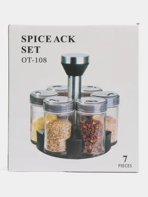 Set za začine sa rotirajućim stalkom OT-108 – stalak za začine 7 delova